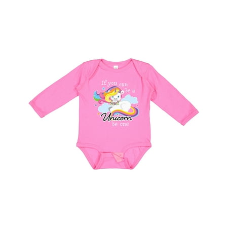 

Inktastic If You Can Be a Unicorn Be One with Rainbow Unicorn in Cloud Gift Baby Boy or Baby Girl Long Sleeve Bodysuit