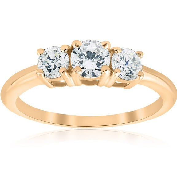 Pompeii 1ct Three Stone Diamond Engagement Anniversary Ring 14K Yellow Gold (H,I1-I2)