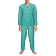 thumbnail image 3 of Fotbe Turquoise Glitter Pijama de Hombre con Estampado de Manga Larga, Conjunto de 2 Piezas, Ropa de Dormir Suave y Cómoda con Bolsillos-XX-Large, 3 of 7