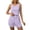Purple, variant on Womens 2 Piece Pajama Set Short Sleeve Crewneck Cutout Top Side Slit Shorts Elastic Waist Summer Sleepwear