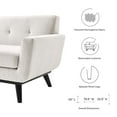 thumbnail image 3 of Loveseat Sofa, Ivory White, Fabric, Modern Contemporary, Mid Century Living Hotel Lounge Cafe Lobby, 3 of 8