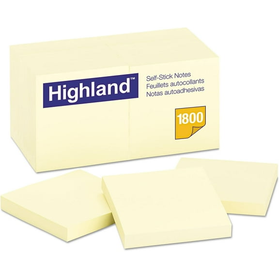 2pcs 654918PK Self-Stick Notes, 3 x 3, Yellow, 100-Sheet, 18/Pack