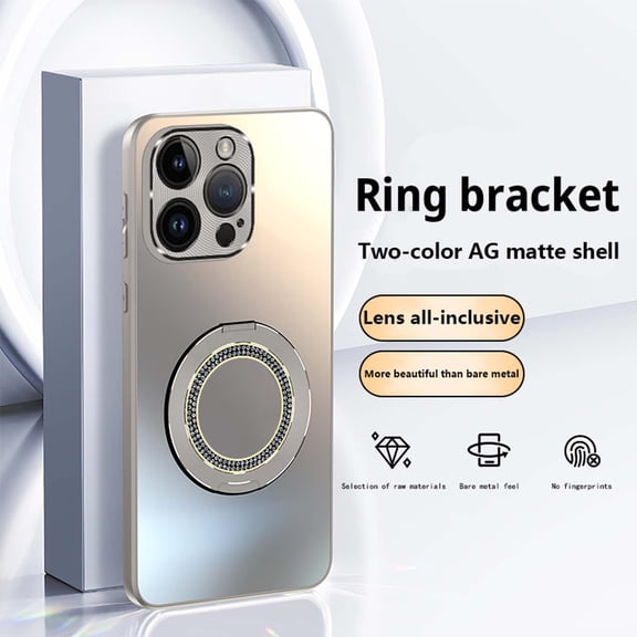 Ring Holder for iPhone 13 Pro Phone case, Built-in Stand and Diamond Ring Holder, Military Grade Protection,[Excellent Grip Feeling] Two-toned Frosted Back Phone Case Cover,Titaniumgray