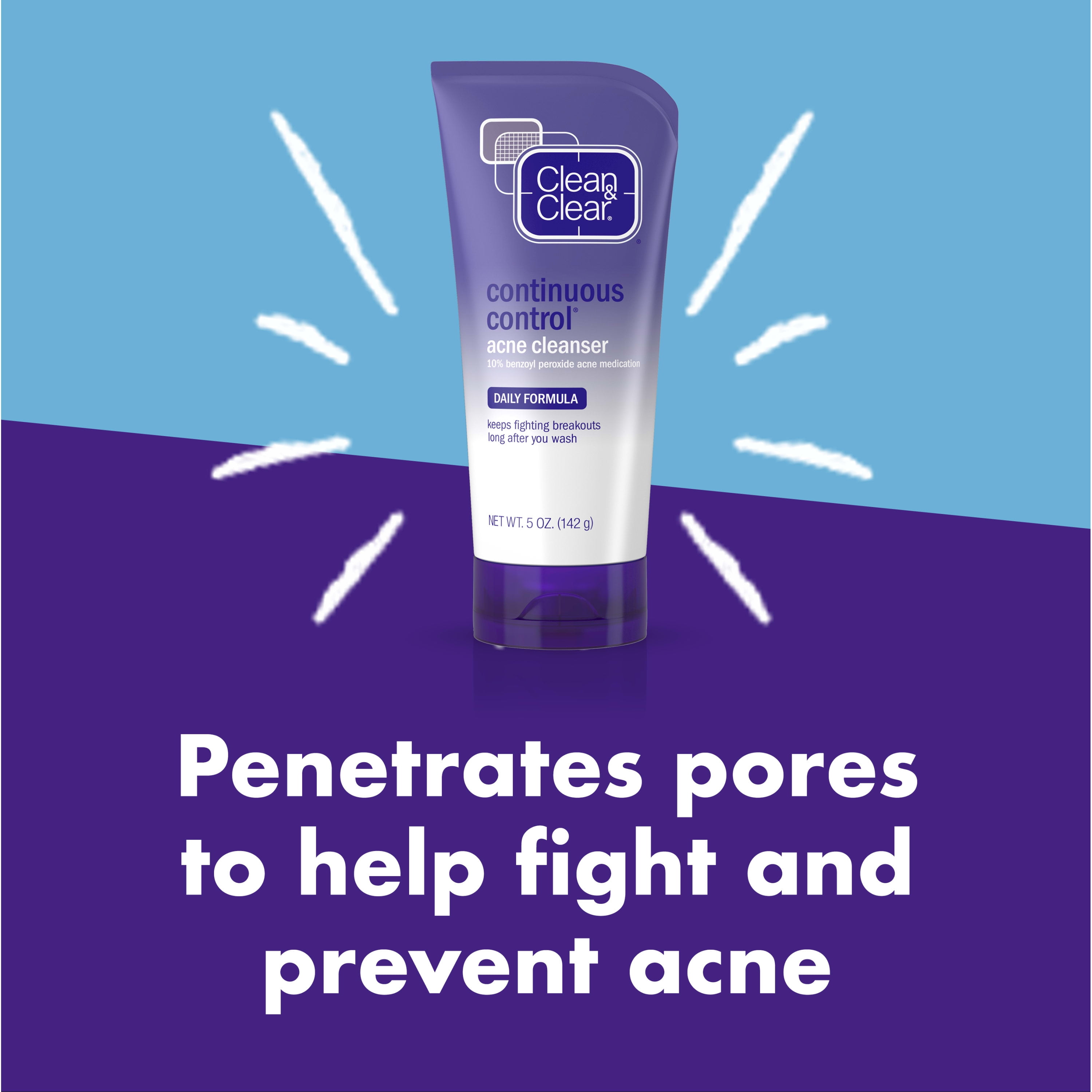 clean & clear continuous control benzoyl peroxide acne face wash