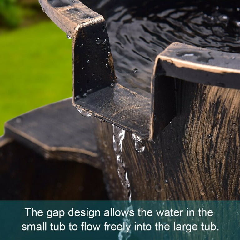 Gymax 2 Tier Barrel Waterfall Fountain Barrel Water Fountain Pump Outdoor Garden Gymax 2 Tier Barrel Waterfall Fountain Barrel Water Fountain Pump Outdoor Garden