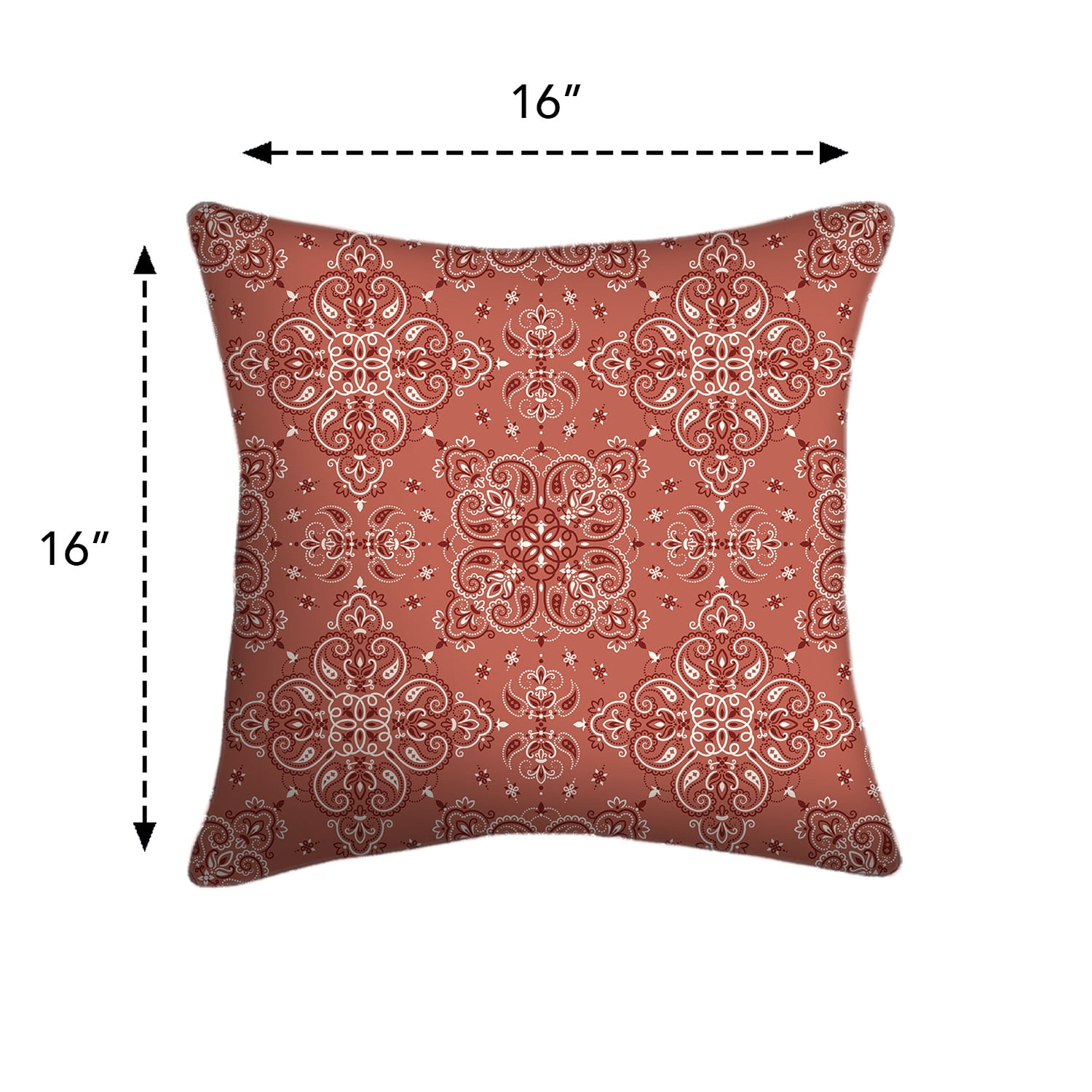 Mainstays 16" x 16" Bandana Decorative Outdoor Throw Pillow, Red