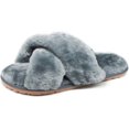 thumbnail image 2 of Pantuflas de piel para mujer, chanclas con punta abierta, cómodas, con espuma viscoelástica, suaves, planas, antideslizantes, para spa, interior y exterior, 2 of 6