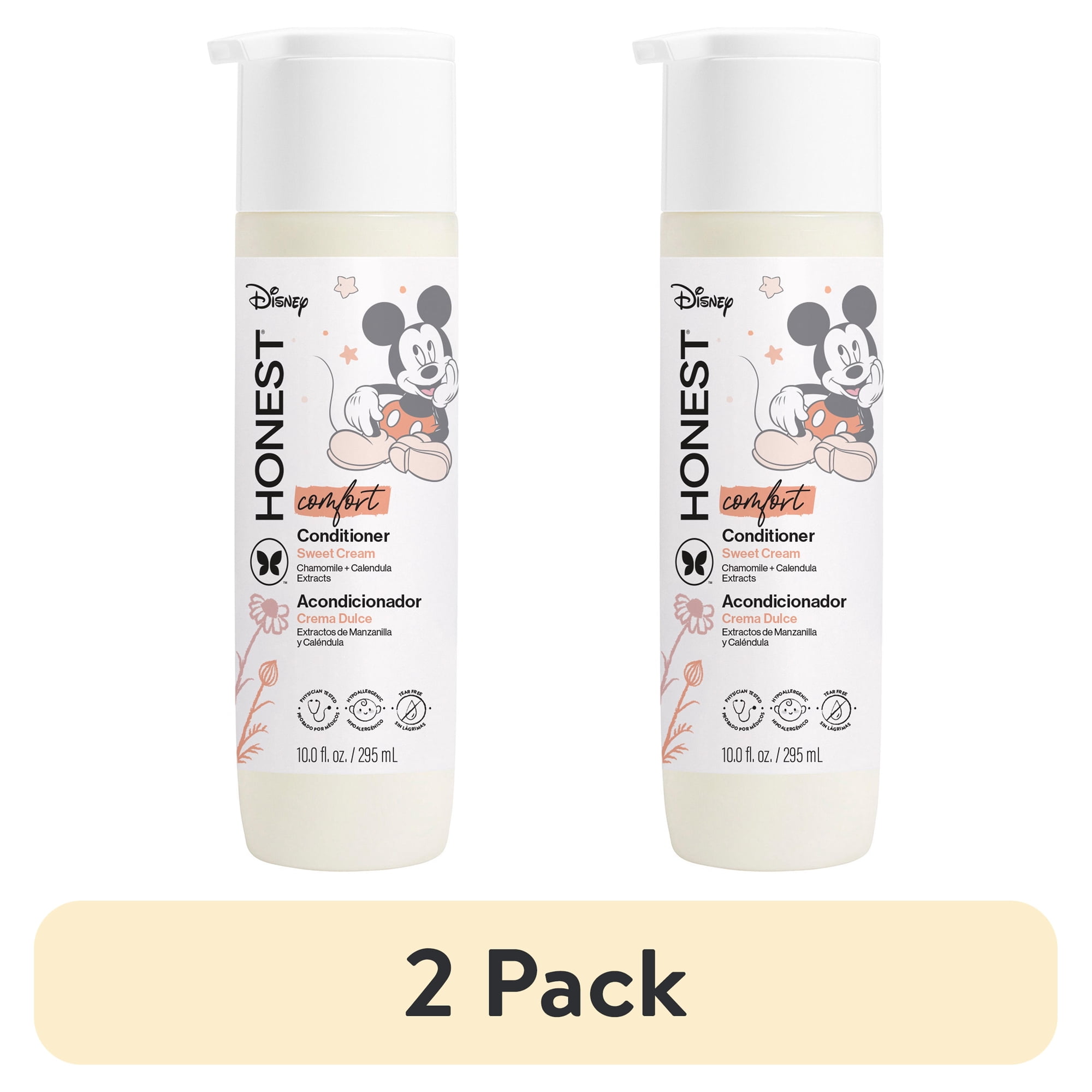 (2 pack) The Honest Company Silicone-Free Conditioner Disney Mickey Mouse Comfort Sweet Cream 10 fl oz