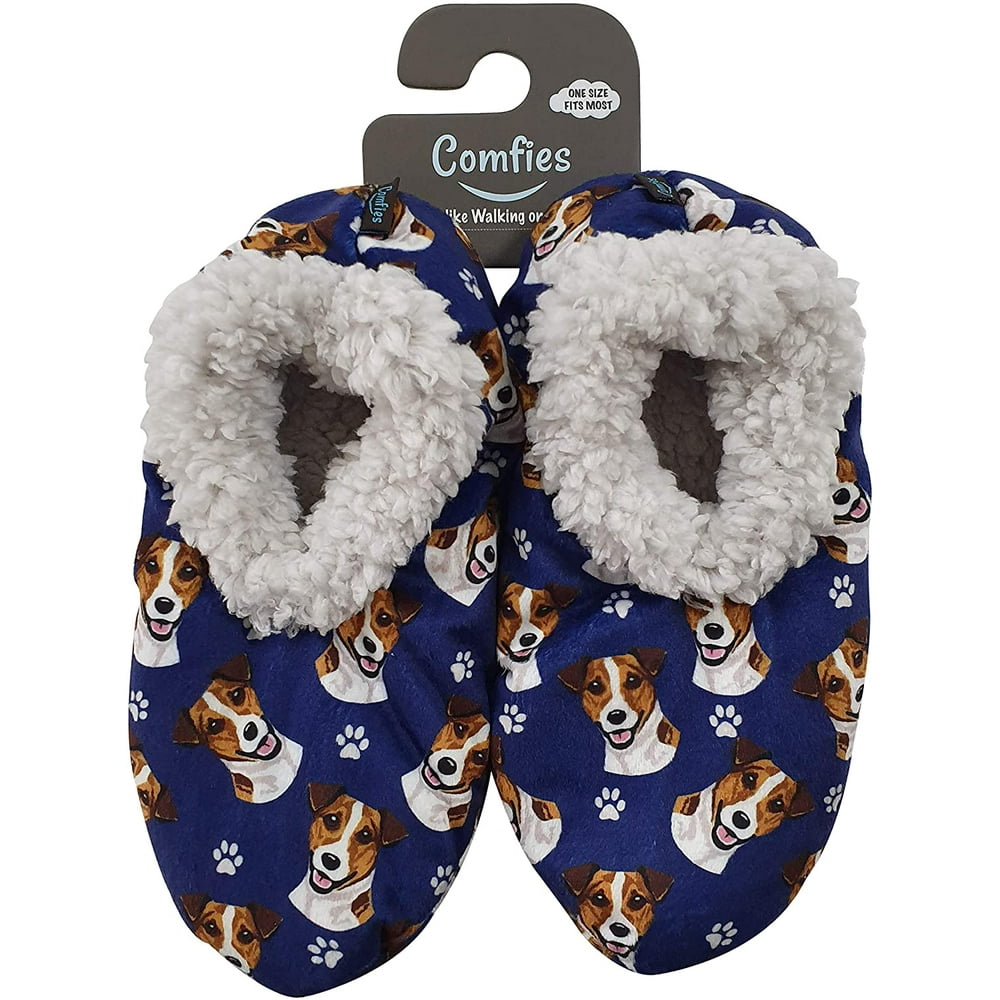 Comfies Comfies Womens Jack Russell Dog Slippers Sherpa Lined