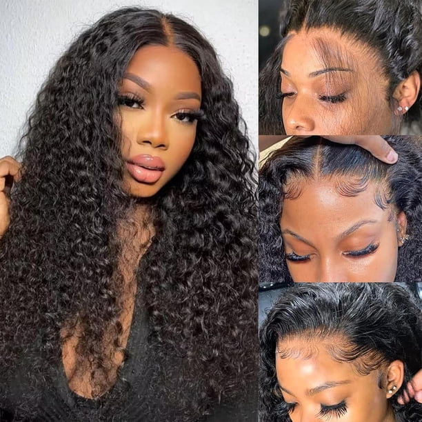 Yanonmyfd Straight Lace Front Wigs Human Hair 180% Density 13x4 HD Transparent Glueless Lace Frontal Human Hair Wigs for Women Pre Plucked Perruque Femme Humain Naturel (18in, Natural Black)