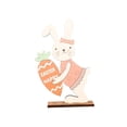 thumbnail image 3 of Adorno de escritorio de madera con forma de conejo de Pascua, regalo exquisito, decoración para el aula y el hogar. Sosteniendo Zanahoria, 3 of 9