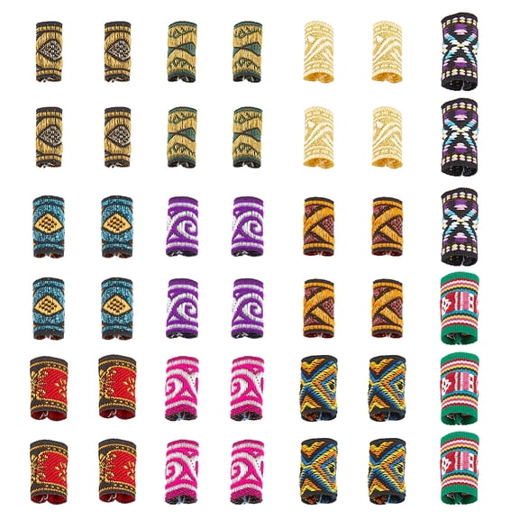Cloth Dreadlocks Beads Hair Decoration Hair Coil Cuffs Column Mixed Color 18~22x13~18x1.5~2.5mm Inner Diameter: 8~10mm 11pcs/bag