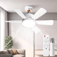 thumbnail image 1 of Modern 6-Blade White Socket Ceiling Fan with LED Light, 3-Speed Remote Control,E26 Base Tool-Free Install, 18.11 inches Diameter, Quiet DC, 1 of 8