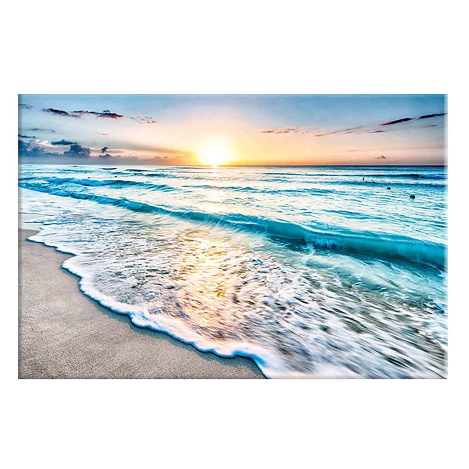 Under $5 Sea Canvas Wall Art, Cloth Ocean Beach Painting Living Room, Sky Blue Sea Large Canvas Prints Wall Art Ocean Beach Frameless Pictures for Living Room Bedroom Decor, by Honglin