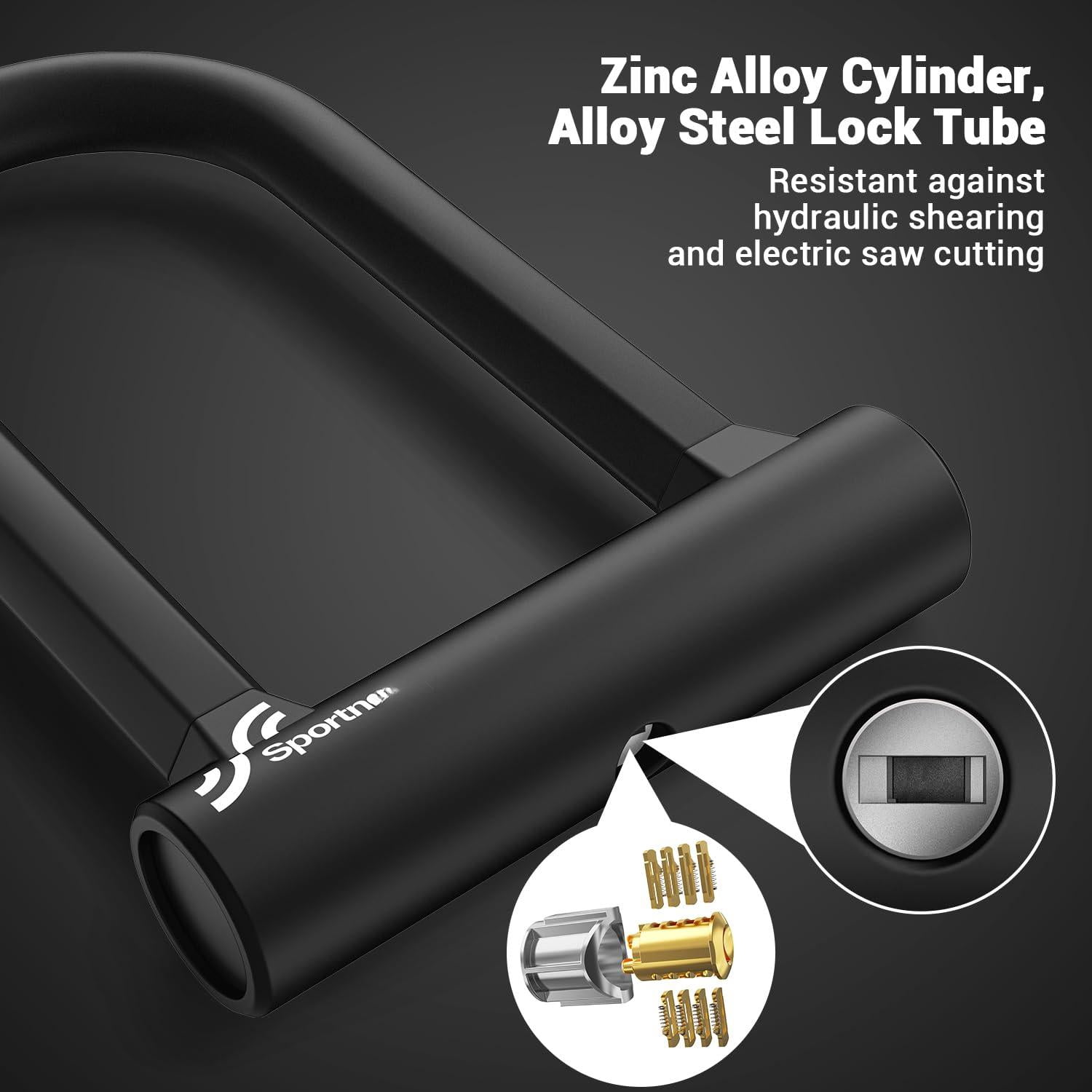 Bike Lock: Heavy Duty Anti U Lock With 5ft Security Steel Cable - 17mm Shackle Bicycle U-locks 2 Keys & Mounting Bracket For Road Mountain  Size 7.76''x5.02'' 1.64lb