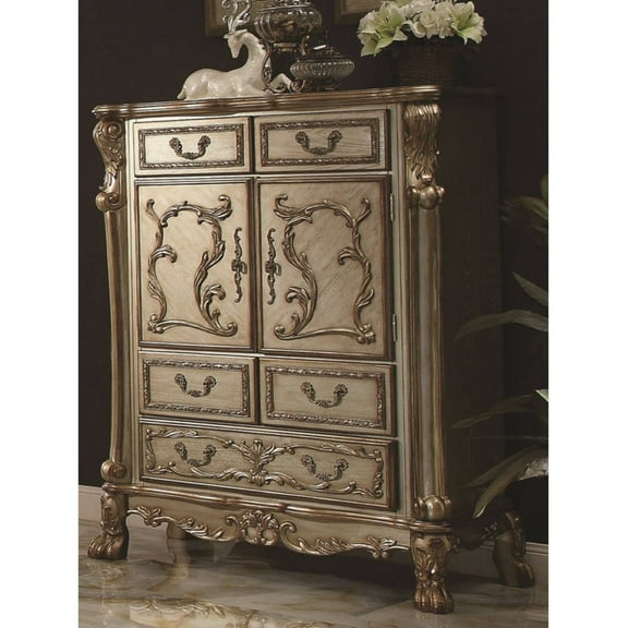 ACME Dresden Chest, Gold Patina & Bone-Color:Gold Patina & Bone,Quantity:1,Style:Vintage/Traditional/Victorian