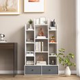 thumbnail image 4 of Costway Modern Bookshelf Rustic Wooden Shelf Organizer with 2 Non-woven Fabric Drawer, 4 of 10