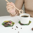 thumbnail image 4 of Bingfone Vintage Flower Crown Guinea Pig Leather Drinks Coasters with Set of 6,Suitable for Home Kitchen,Coffee Cup Coasters Home Gift, 4 of 7