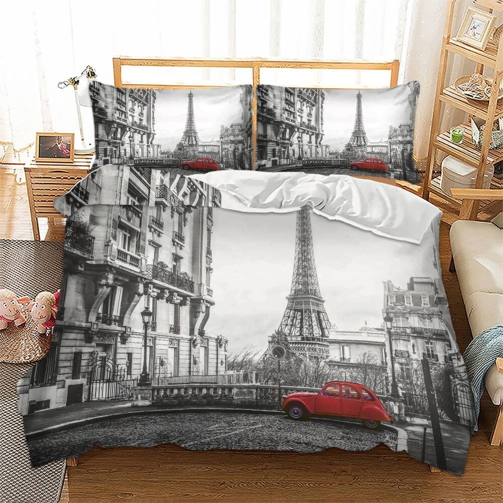 Eiffel Tower Comforter Cover Set Paris Tower Bedding Set French Style