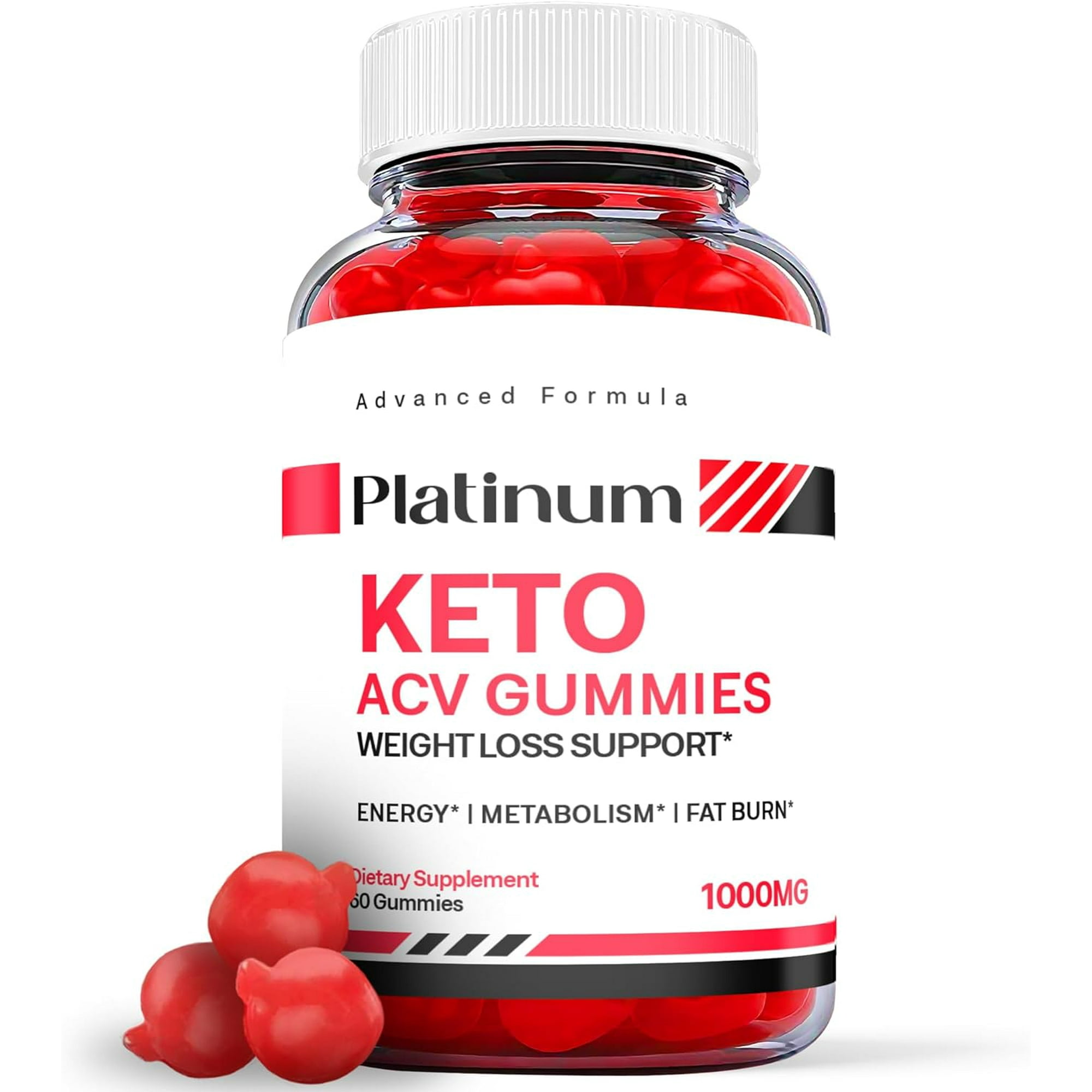 (1 Pack) Platinum Keto ACV Gummies - Apple Cider Vinegar Supplement for Weight Loss - Energy & Focus Boosting Dietary Supplements for Weight Management & Metabolism - Fat Burn - 60 Gummies