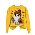 thumbnail image 3 of mgoYE Halloween Shirt Women Halloween Sweatshirts for Women Ghost Pumpkin Long Sleeve Shirt Graphic Tees Fall Pullover Tops(Yellow,2XL), 3 of 3