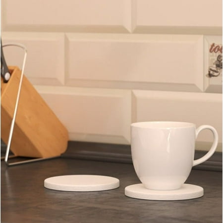 

Fancy Bath Outlet Diatomite Stone Round Coaster White 4 Piece Set