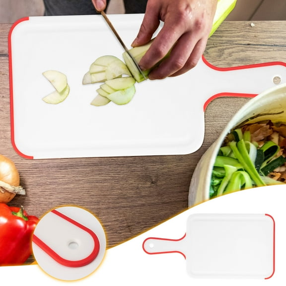 Small Plastic Cutting Board with Non-Slip Edge and Overflow Sink for Kitchen Food Prep, 1 Count