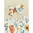 thumbnail image 5 of JYYYBF Cute Infant Baby Girl Western Outfit Cow Flower Cactus Printed Romper Boho Flared Long Sleeve Jumpsuit Headband Clothes Set, 5 of 6