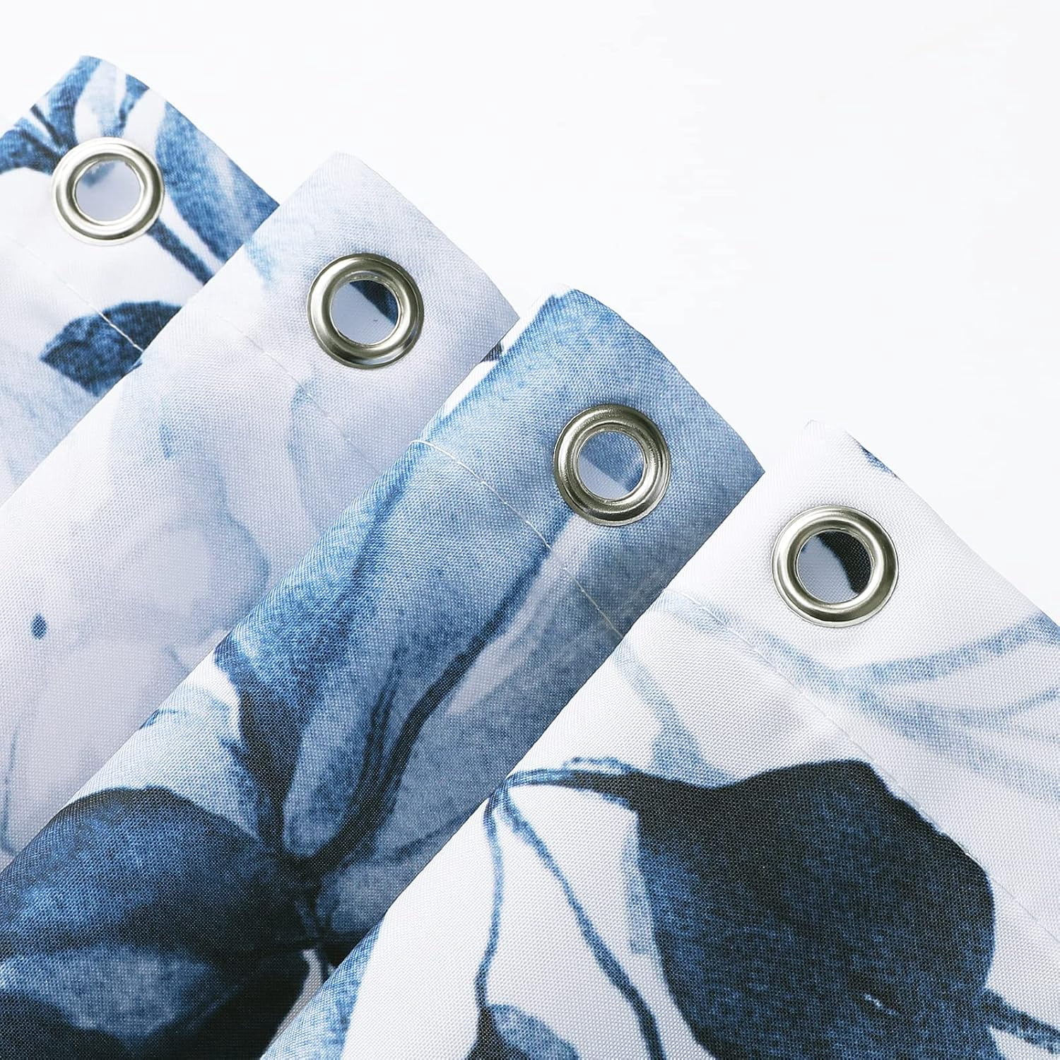 Gibelle Extra Long Shower Curtain 72 x 84, Navy Blue Floral Shower Curtain for Bathroom, Watercolor Plant Eucalyptus Leaves Fabric Shower Curtain Set with Hooks