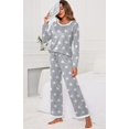 thumbnail image 2 of Pyjama à Manches Longues pour Femmes, Col Rond Doux, Étoile Rose, 2 of 5