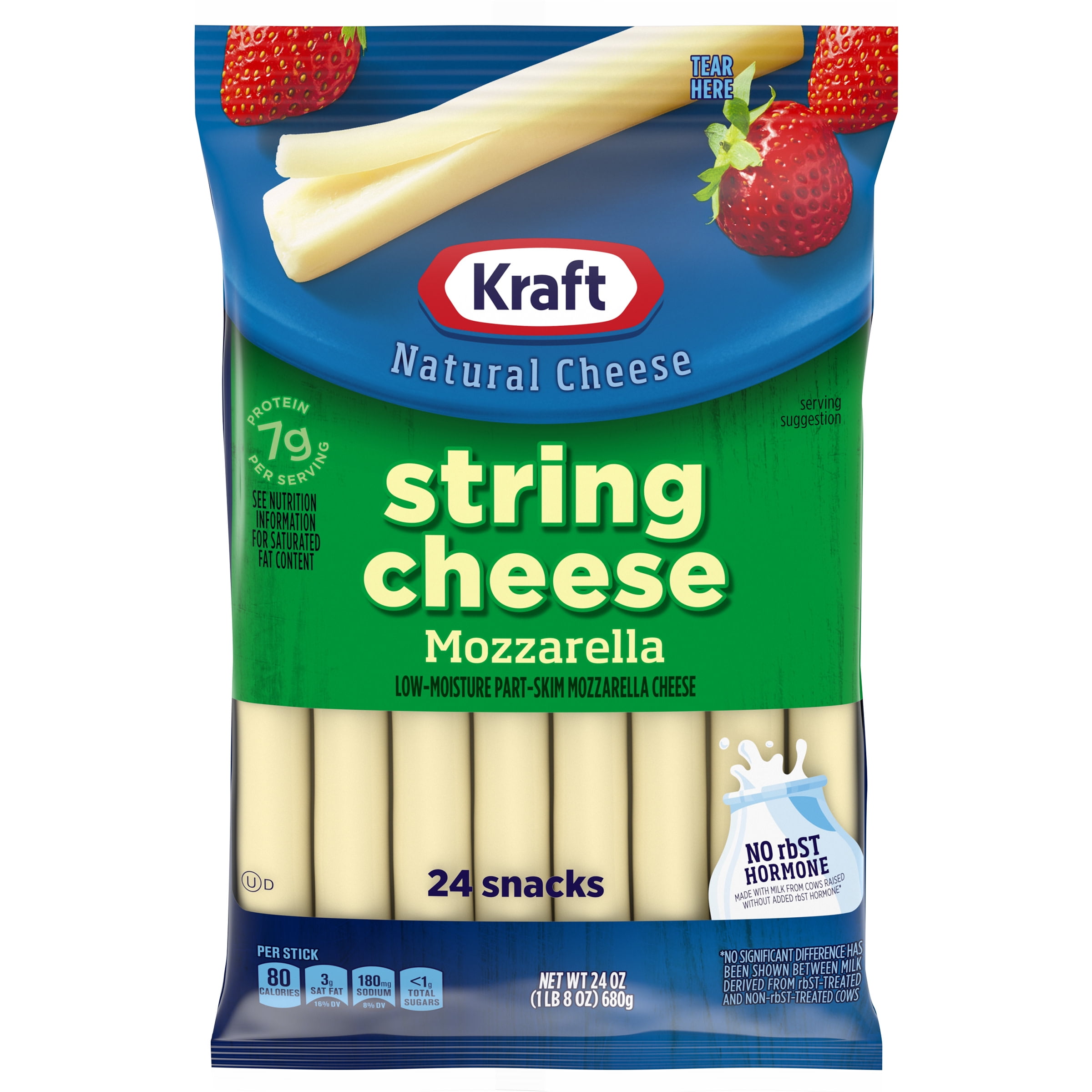 Kraft String Cheese Mozzarella Cheese Snacks, 24 ct Sticks