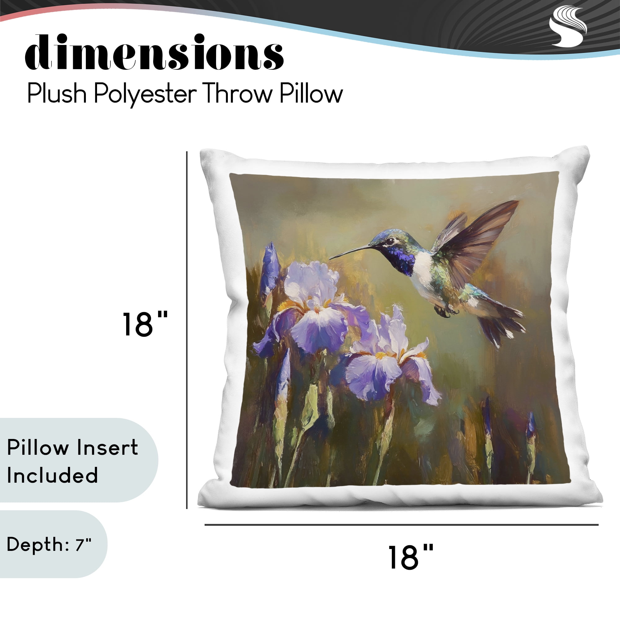 Stupell Industries Hummingbird & Purple Irises Decorative Printed Throw Pillow, design by Tina LeCour