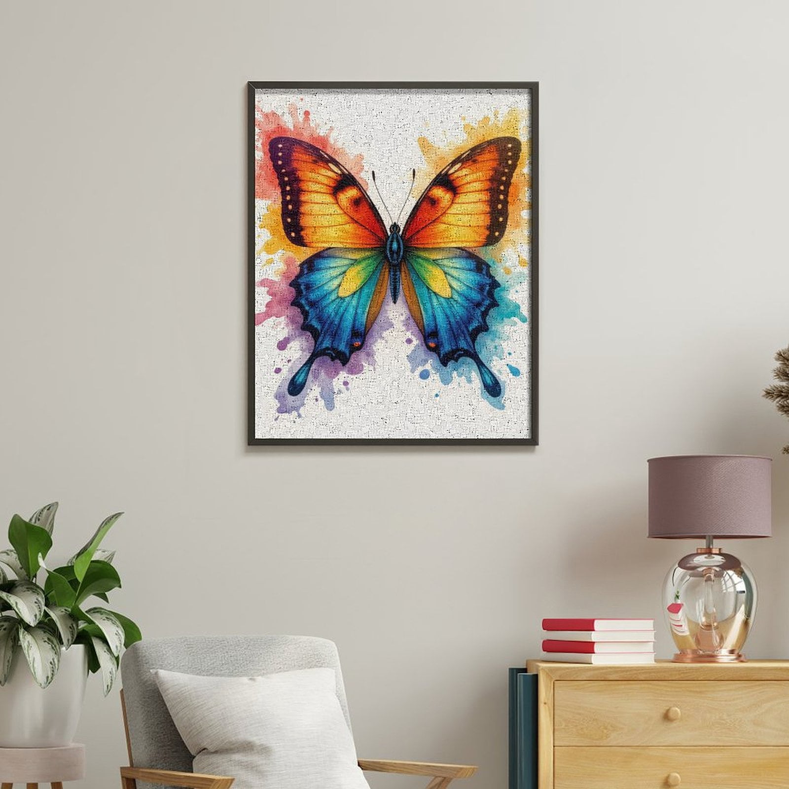 Paint By Numbers Kit for Adults Beginner - DIY Colorful Watercolor Butterfly Art Canvas Painting Kits for Adults, Frameless Paint By Number for Adults for Home Wall Decor 16x20 Inch