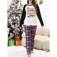 thumbnail image 1 of Conjunto de pijama de 2 piezas con estampado navideño para mujer, blusa de manga larga raglán + pantalones a cuadros, ropa de dormir, ropa de estar por casa, nueva moda 2023, 1 of 5