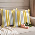 thumbnail image 2 of Yellow Grey Stripe Outdoor Waterproof Pillow Covers, Farmhouse Minimalist Striped Decorative Square Throw Pillowcase Sofa Cushion Sham for Patio/Couch/Chair, 24"x24" 2 Pack, 2 of 8