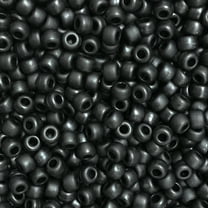 Pony Beads Jet Black Matte Frosted Crow Beads 6x9mm Large Hole Made in USA