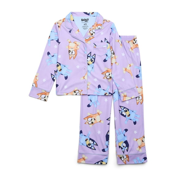 Bluey Girls Long Sleeve Top and Pants Pajama Set, 2-Piece, Sizes 4-12