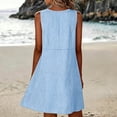 thumbnail image 5 of QUNYINEY Casual Womens Sun Dresses Striped A Line Sleeveless Midi Tank Dress Loose Fit Beach Crew Neck with Pockets Dresses, 5 of 8
