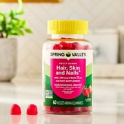 (4 pack) Spring Valley Organic Biotin Vegetarian Gummies, Strawberry Flavor, 2500mcg, 60 Count