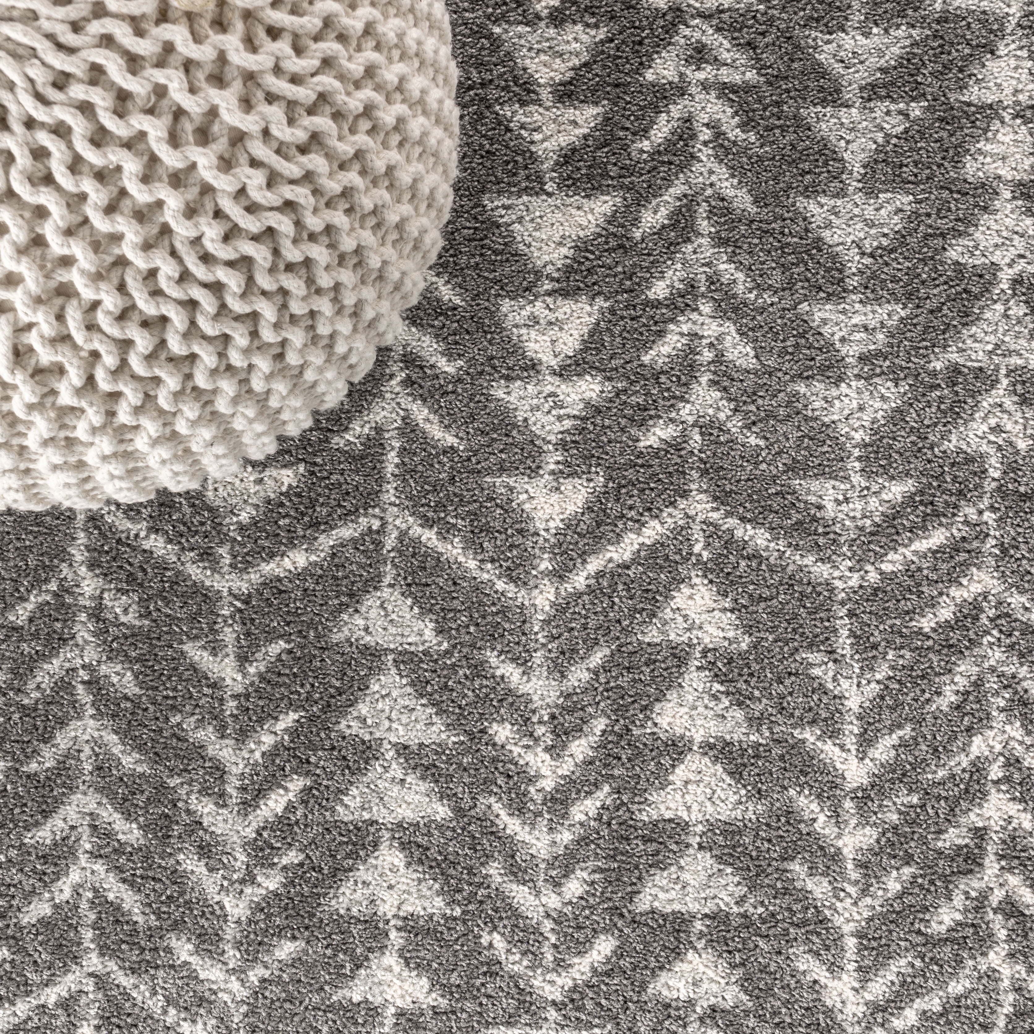 JONATHAN Y MOROCCAN HYPE 3 x 5 Area Rug, Ziri Moroccan Geometric - Gray/Cream, MOH210B-3