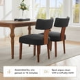 thumbnail image 5 of Set of 2 Modern Armless Dining Chairs in Linen Fabric with Curved Backrest and Solid Wooden Legs for Living Room，Black, 5 of 17