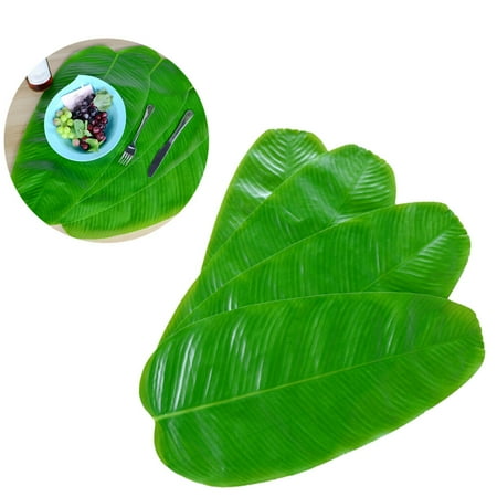 

4 Pcs Luau Party Decorations Table Placemats Banana for Leaves Artificial Leaf Green Plants