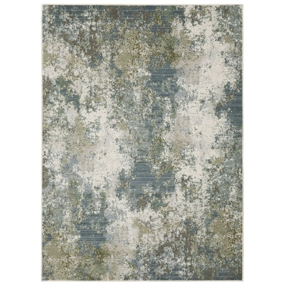 Oriental Weavers Caravan Area Rug - 5090E - 5'3" x 7'6" - in Blue/ Green - Modern Style, Stain Resistant, Family and Pet Friendly , Bedroom, Office Rug