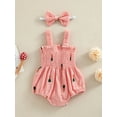 thumbnail image 2 of Wassery Infant  Baby Girls Outfit Sleeveless Sling  Romper Fruit Print Bodysuit  Summer One Piece Clothes with Headband 0-18M, 2 of 9