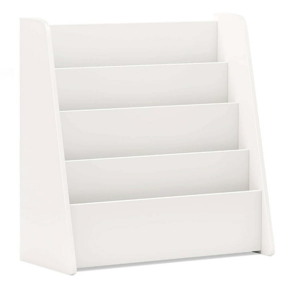 Costway 4-tier Kids Wooden Bookshelf Toddlers Book Rack with Deep Shelves White