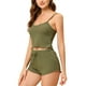 thumbnail image 1 of Pijama para mujer sin mangas Crop Tank Tops y pantalones cortos Strtechy 2pcs Lounge Set Medium Green, 1 of 5