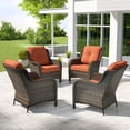 thumbnail image 6 of Meetleisure 4 Piece Wicker Patio Furniture Set, Rattan Chairs with High Back, Deep Seating, Wide Armrest, Thick Cushions for Deck Porch, Orange, 6 of 9