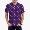 thumbnail image 4 of Xecao Purple Mardi Gras for Mens' Casual Short Sleeve Button-Down Polo Shirts for a Classic Golf Look, 4 of 9