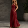 thumbnail image 6 of Aimik Women's Wrap Waist Maxi Sundress Summer Spaghetti Strap V Neck Solid Maxi Sundress Loose Airy Casual Vacation Long Dress, 6 of 6