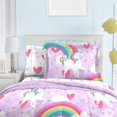 thumbnail image 3 of dream FACTORY Kids 7-Piece Complete Set Easy-Wash Super Soft Microfiber Comforter Bedding, Full, Purple Unicorn Rainbow, 3 of 4